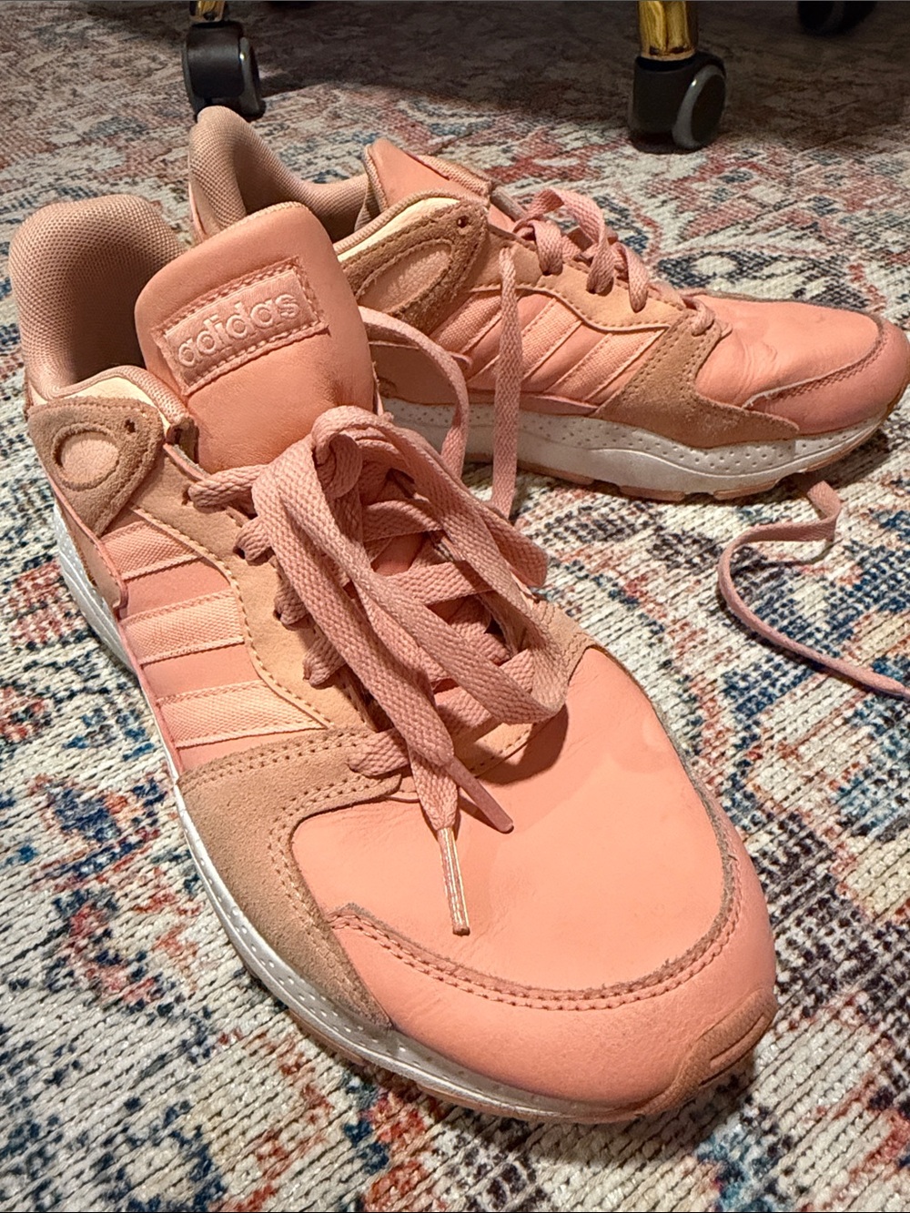 adidas Women's Peach-Pink Cloudfoam Lace-Up Sneakers
